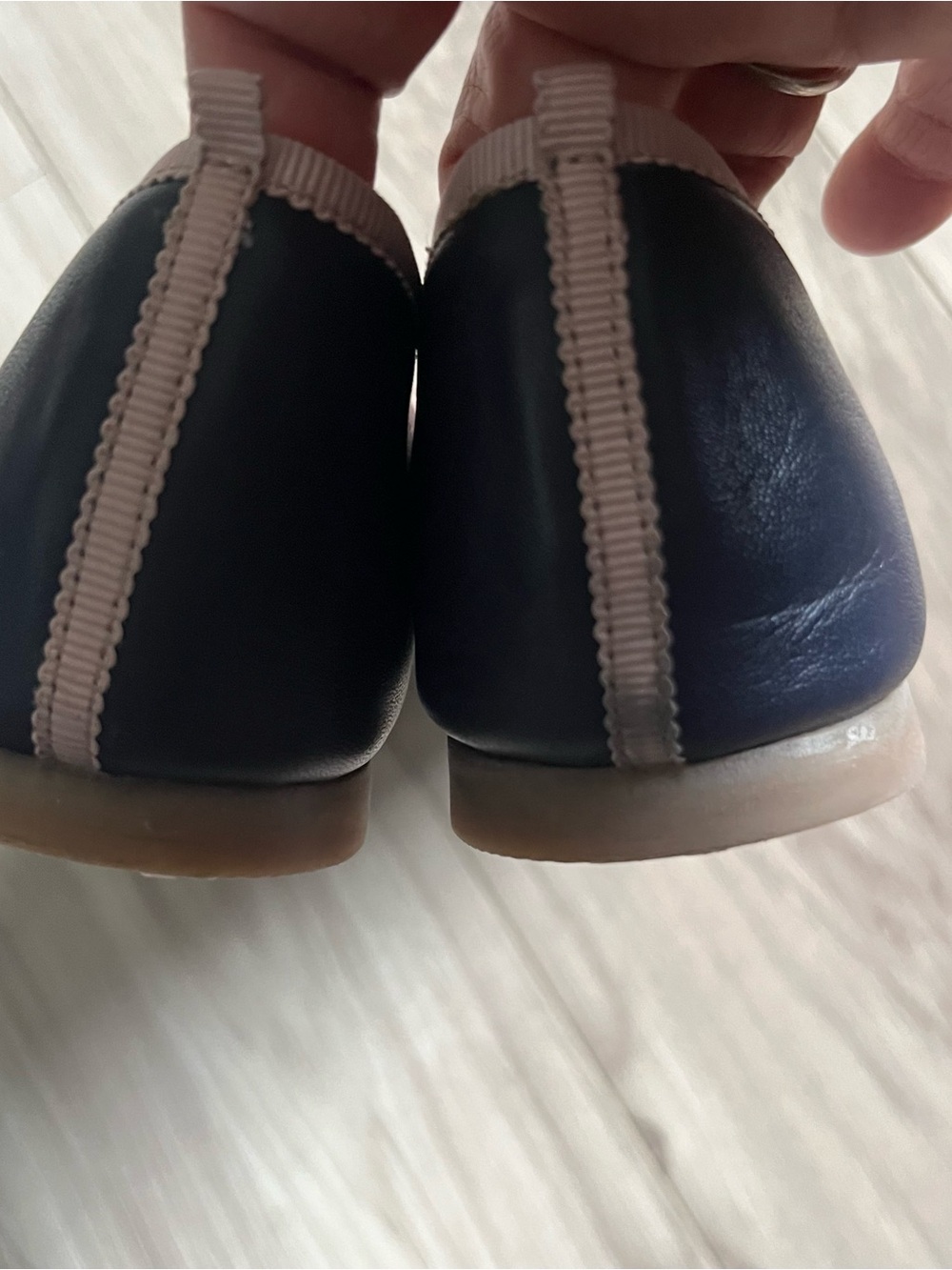 Boden Navy Flats with Blush Trim - Picture 9 of 10